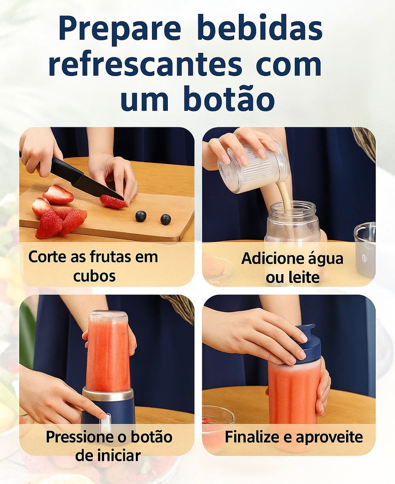 Mini Liquidificador Portátil 2 Copos