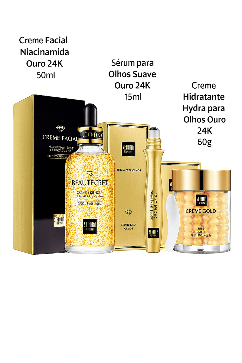 Kit de Cuidados Faciais 24K Ouro