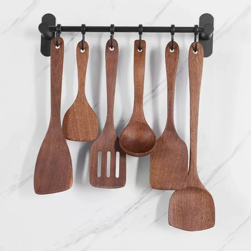 Conjunto de Utensílios de Madeira Natural